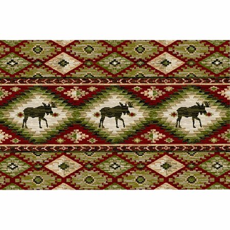 MAYBERRY RUG 30 x 46 in. Cozy Cabin Yukon Printed Nylon Kitchen Mat & Rug, Red CC10518 30X46